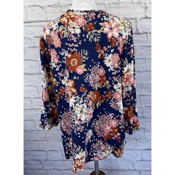 Blair Women's 3/4 Sleeve Multicolor Floral Blouse size Large - Picture 3 of 10